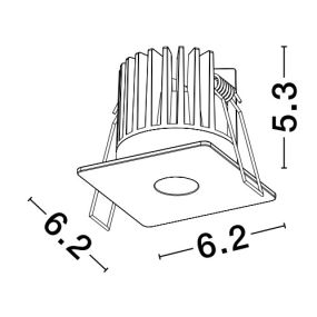 Nova Luce Ono - Einbaustrahler - 62 x 62 mm, Ø 50 mm Einbaumaß - inkl. 8W LED - schwarz