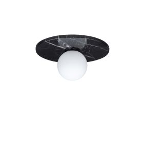 Nova Luce Idor - deckenleuchte - Ø 30 x 15,5 cm - schwarzer Marmor und Opalglas