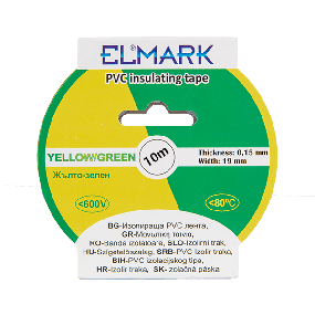 Elmark PVC-Isolierband 19mm - 10 Meter Länge - gelb/grün