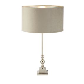 Searchlight Whitby - Tischleuchte - Ø 38 x 67 cm - Chrom, Silber und Taupe