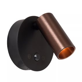 Lucide Toni - wiederaufladbare Wandleuchte mit Bewegungssensor - Ø 8,1 x 12,4 cm - 2W dimmbare LED inkl - Kaffee