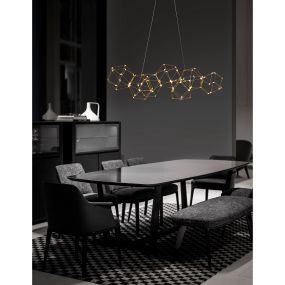 Nova Luce Nebula - Hängeleuchte - 94,5 x 32,5 x 120 cm - 33,6W LED inkl. - gold
