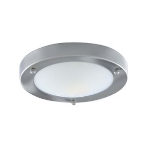 Searchlight Bathroom Flush - Badezimmer-Deckenleuchte - Ø 31 x 9 cm - IP44 - satiniert silber