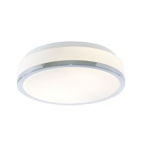 Searchlight Discs - Badezimmer-Deckenleuchte - Ø 29 x 9,5 cm - IP44 - Opal und Chrom