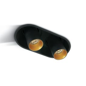 ONE Light Recessed COB Cylinders - Aufbaustrahler 2L - 16,8 x 9 x 9 cm - 2 x 7W dimmbare LED inkl - schwarz