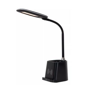 Lucide Penny - Tischleuchte mit kabellosem Ladegerät - 12,8 x 9,5 x 34 cm - 4,7W LED mit Dimmfunktion inkl - schwarz