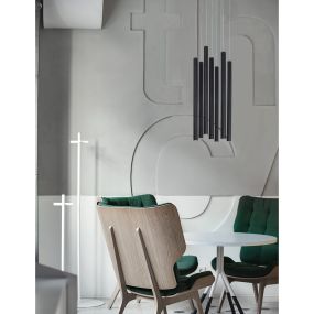 Nova Luce Ultrathin - Hängeleuchte - Ø 40 x 150 cm - 7 x 3W LED inkl. - schwarz