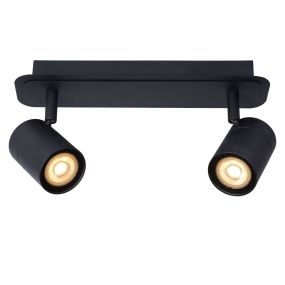 Lucide Lennert - Aufbaustrahler 2L - 28 x 7 x 12,5 cm - 2 x 5W dimmbare LED inkl. - IP44 - schwarz