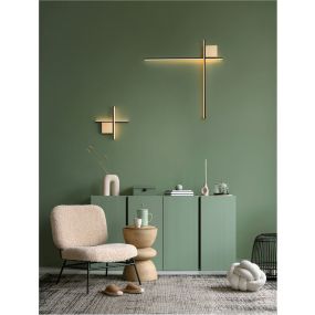 Nova Luce Cross - Wandleuchte - 80 x 4 x 80 cm - 20W dimmbare LED inkl - gebürstetes Gold und Sand Schwarz