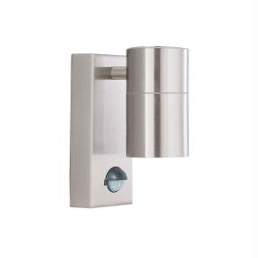 Searchlight Poole - Außenwandleuchte mit Sensor - 7 x 15 cm - IP44 - Edelstahl
