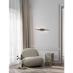 Nova Luce Amica - Wandleuchte - 6 x 8 x 53,5 cm - 12W dimmbar LED inkl. - sand schwarz