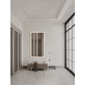 Nova Luce Deca - Spiegel mit Beleuchtung - 70 x 120 x 3,5 cm - 36W LED inkl. - IP44 - sand schwarz und weiß