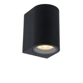 Lucide Zaro Round - Außenwandleuchte - 7,8 x 6,8 x 10 cm - IP44 - schwarz