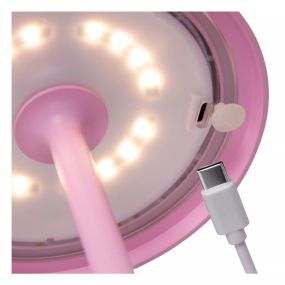 Lucide Joy - wiederaufladbare Tischleuchte - Ø 12 x 32 cm - 1.5W dimmbare LED inkl - IP54 - rosa
