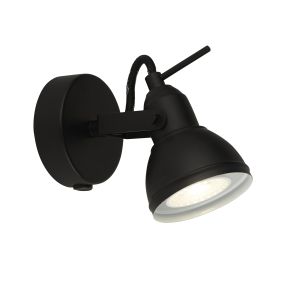 Searchlight Focus - Wandleuchte mit Schalter - 9 x 13 cm - mattschwarz und weiß