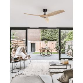 Nova Luce Ninemia - Deckenventilator mit Fernbedienung - Ø 132 cm - schwarz und Naturholz