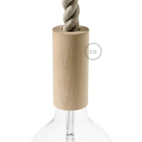 Creative Cables - E27-Holzfassung für 2XL Eisenschnur - Ø 5 x 11 cm - hellbraun