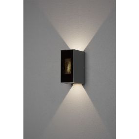 Konstsmide Cremona - Wandleuchte mit 2 verstellbaren Lichtkegeln und Flammeneffekt - 13,5 x 17 x 8 cm - 6W LED inkl. - IP54 - anthrazit