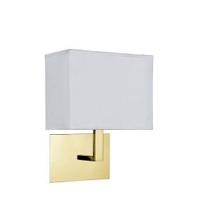 Searchlight Hotel - Wandleuchte - 20 x 26 cm - Messing satiniert und weiß