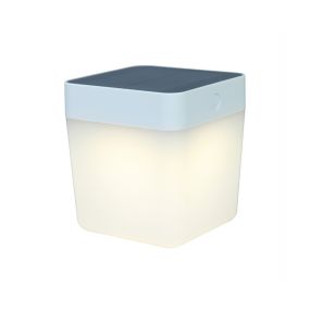 Lutec Table Cube - Solar-Tischleuchte für den Außenbereich - 12 x 12 x 13 cm - 3 Stufen Dimmer - 1W LED inkl. - IP44 - weiß