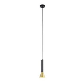 Searchlight Signal - Pendelleuchte - Ø 9 x 150 cm - schwarz und gold