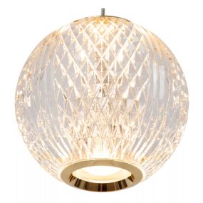 Lucide Cintra - Hängeleuchte - 84 x 11 x 150 cm - 5 x 4,7W LED inkl. - transparent und gold