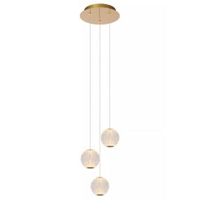 Lucide Cintra - Hängeleuchte - 11 x 25 x 150 cm - 3 x 4,7W LED inkl. - transparent und gold