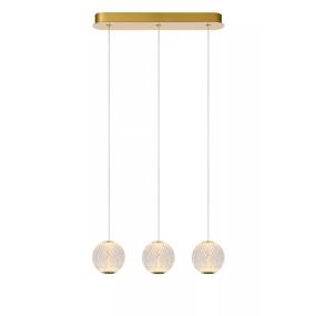 Lucide Cintra - Hängeleuchte - 48 x 11 x 150 cm - 3 x 4,7W LED inkl. - transparent und gold
