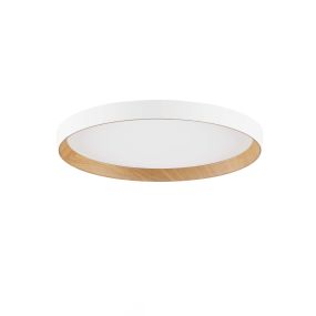 Nova Luce Vomos - Deckenleuchte - Ø 40 x 7 cm - 36W dimmbar LED inkl. - Sand Weiß und Holz