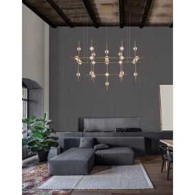 Nova Luce Atomo - Hängeleuchte mit Fernbedienung - 106 x 58,5 x 150 cm - 30 x 2,4W dimmbare LED inkl. - gold