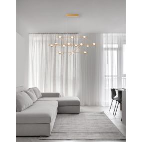 Nova Luce Atomo - Hängeleuchte mit Fernbedienung - 110 x 34,5 x 34,5 cm - 14 x 2,4W dimmbare LED inkl. - gold
