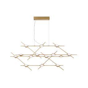 Nova Luce Atomo - Hängeleuchte mit Fernbedienung - 110 x 34,5 x 34,5 cm - 14 x 2,4W dimmbare LED inkl. - gold