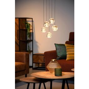 Lucide Dilenko 5L - Hängeleuchte - Ø 31 x 150 cm - 5 x 3,5W LED inkl. - Messing