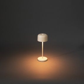 Konstsmide Lille mini - kabellose Outdoor-Tischleuchte mit Ladestation - Ø7,5 x 20 cm - 2,5W dimmbare LED inkl. IP54 - beige