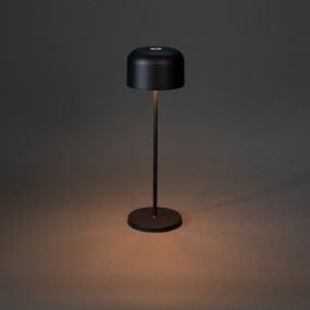 Konstsmide Lille - kabellose Outdoor-Tischleuchte mit Ladestation - Ø11 x 36 cm - 3.5W dimmbare LED inkl. IP54 - schwarz