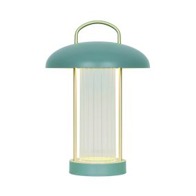 Nordlux Mirano - tragbare Tischleuchte mit wiederaufladbarer Batterie - Ø 20 x 29 cm - 3 Stufen Moodmaker Funktion - 3W LED inkl. - altgrün