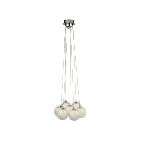 Searchlight Cluster - Pendelleuchte - 39 x 35,5 x 120 cm - 7 x 2W dimmbare LED inkl - Chrom und transparent