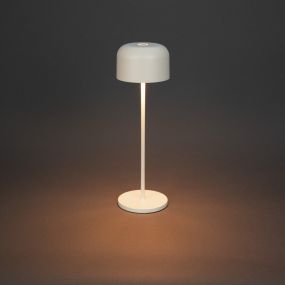 Konstsmide Lille - kabellose Outdoor-Tischleuchte mit Ladestation - Ø11 x 36 cm - 3.5W dimmbare LED inkl. IP54 - weiß