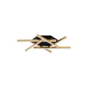 Nova Luce Antama - deckenleuchte -  60 x 7,5 x 60 cm - 43W dimmbar LED inkl. - sand schwarz und gold