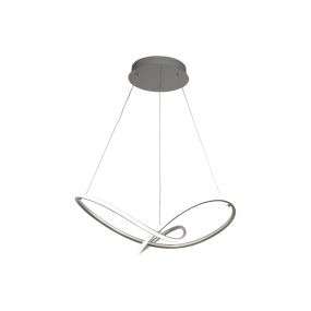 Searchlight Magic - Pendelleuchte - Ø 58 x 150 cm - 29W dimmbare LED inkl - satiniert silber und weiß