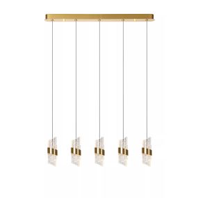 Lucide Kligande - Hängeleuchte - 84 x 8 x 150 cm - 5 x 7,8W LED inkl. - gold