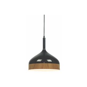 Artdelight Moondrop - Pendelleuchte - Ø 30 x 181 cm - schwarz und Holz