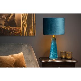 Lucide Extravaganza Velvet - Tischleuchte - Ø 25 x 47 cm - türkis