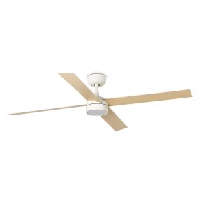 Faro Rudder L 4 - deckenventilator mit licht und fernbedienung - Ø 132 x 27,6 cm - matt weiß und esche