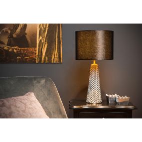 Lucide Extravaganza Velvet - Tischleuchte - Ø 25 x 47 cm - schwarz und grau