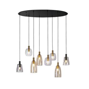 Searchlight Divine - Pendelleuchte - 120 x 35 x 140 cm - mattschwarz und farbiges Glas