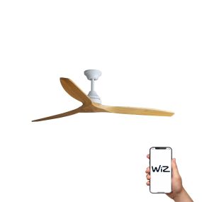 Faro Alo Wiz – Smarter Deckenventilator mit Fernbedienung – Ø 152 cm – Weiß und Hellbraun