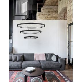 Nova Luce Empatia - Pendelleuchte - Ø 80 x 150 cm - 108W dimmbare LED inkl. - Sand schwarz