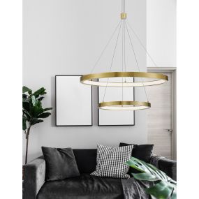 Nova Luce Empatia - Hängeleuchte - Ø 60 x 120 cm - 60W dimmbare LED inkl. - Messing gold