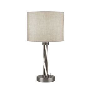 Searchlight Vegas - Tischleuchte - Ø 28 x 44 cm - 6W LED inkl. - satiniert silber und weiß
